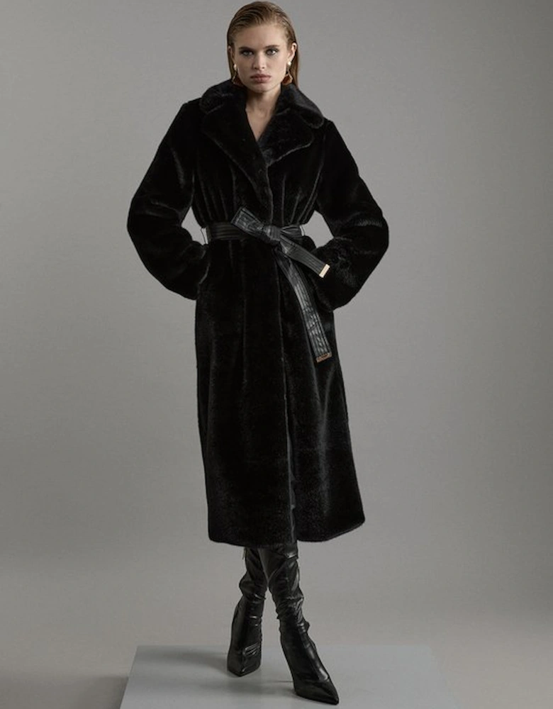 Faux Fur Longline Coat