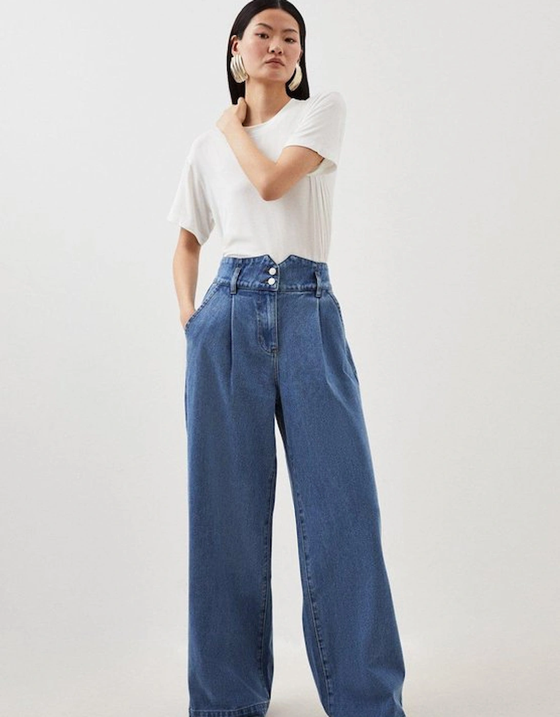 Petite Denim Wide Leg Trousers, 2 of 1