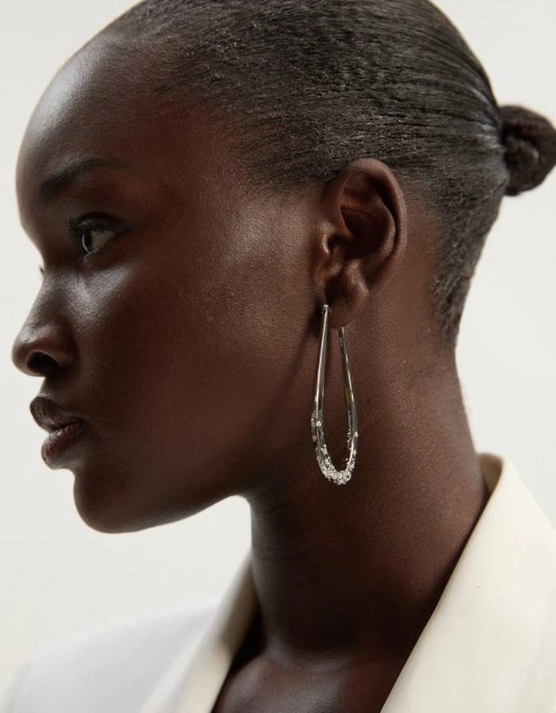 14kt Gold Plated Crystal Sprinkle Loop Earrings