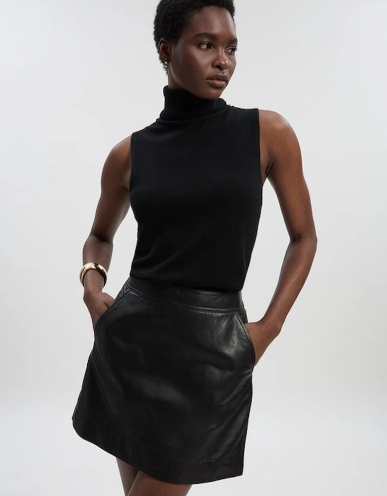Leather Signature Mini Skirt