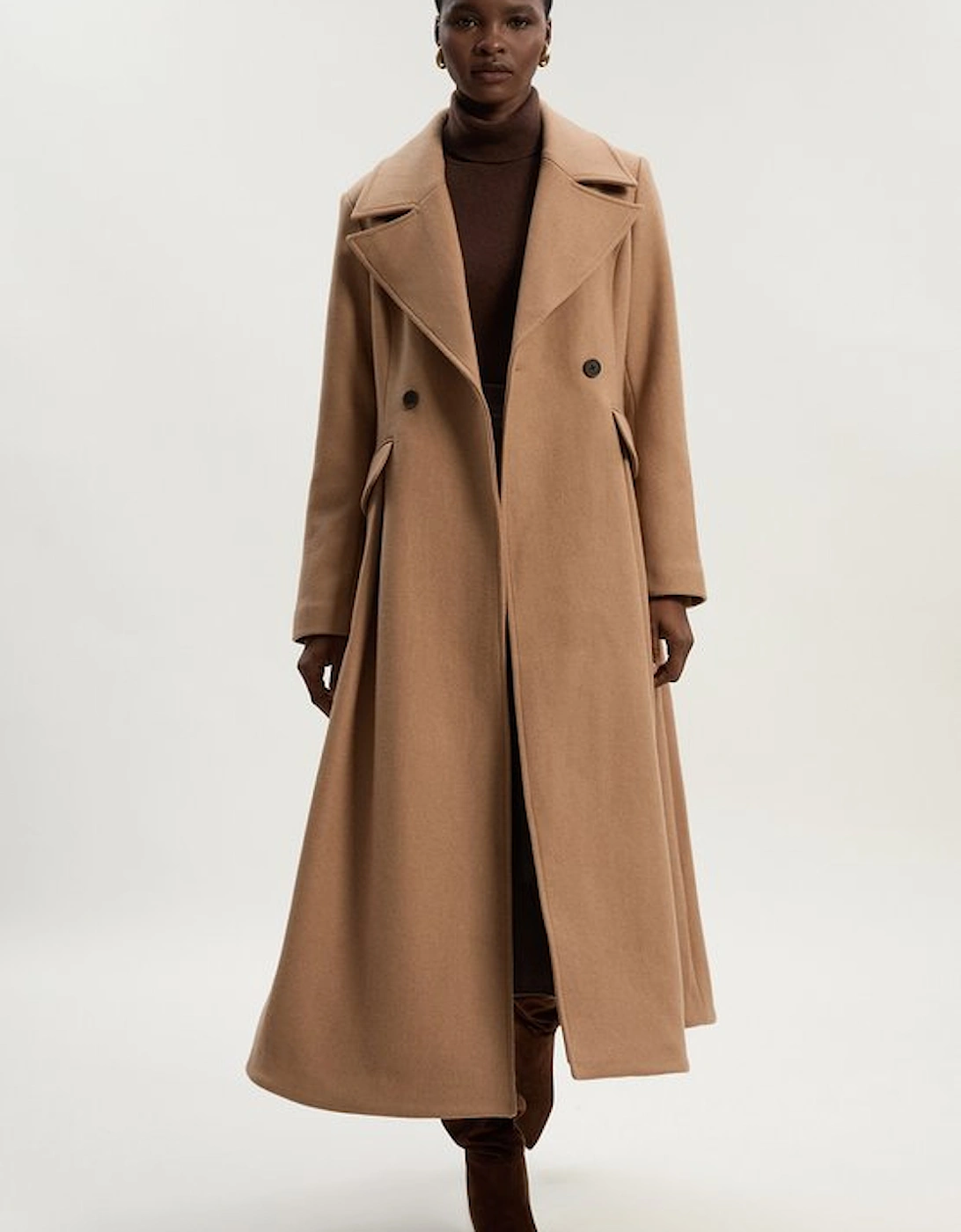 Wool Tailored Flared Skirt Midi Coat, 5 of 4