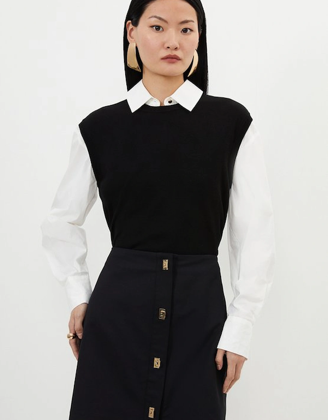 Tall Techno Cotton Woven Skirt With Gold Clasp, 4 of 3