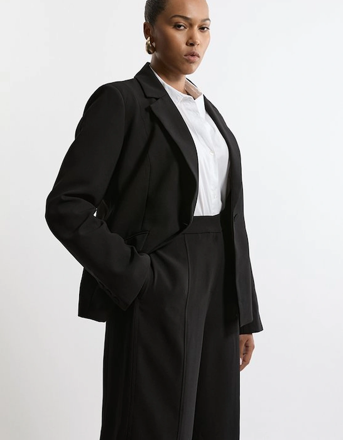 Plus Size Tailored Crepe Single Breasted Blazer Jacket, 2 of 1