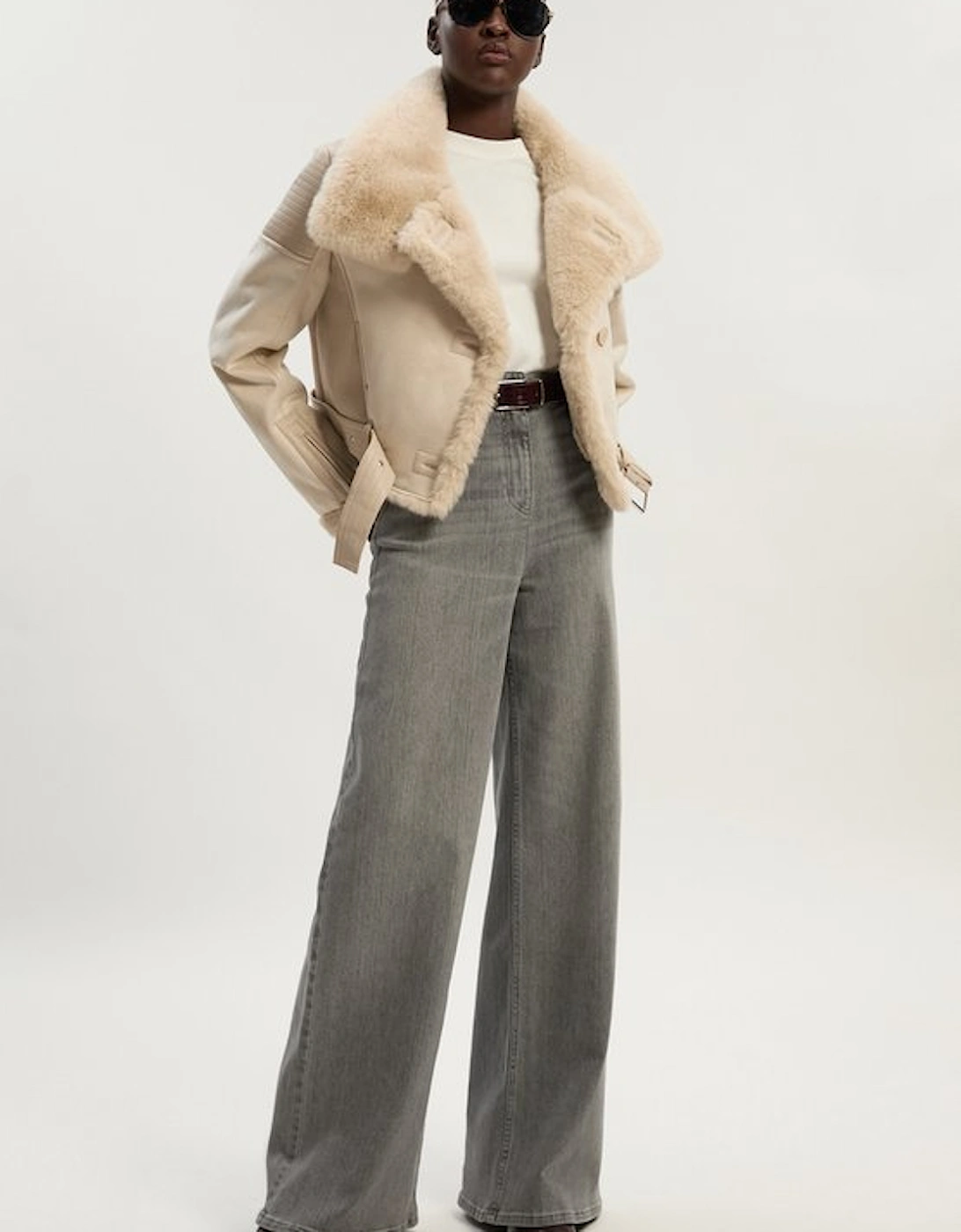 Faux Shearling Crop Biker Coat, 2 of 1