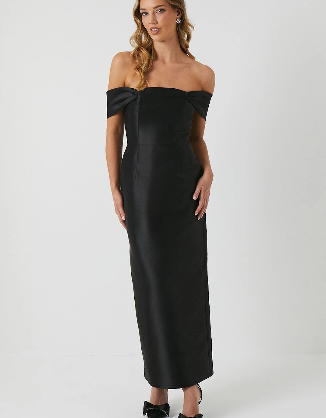 Honoured Twill Bardot Column Midi Bridesmaid Dress, 2 of 1