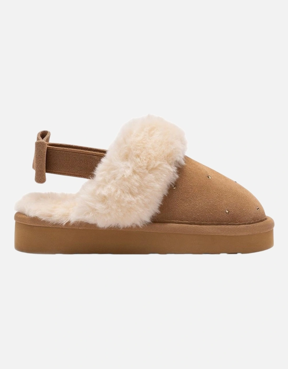 Girls Brown Suede ‘Sandra’ Fluffy Slippers, 5 of 4