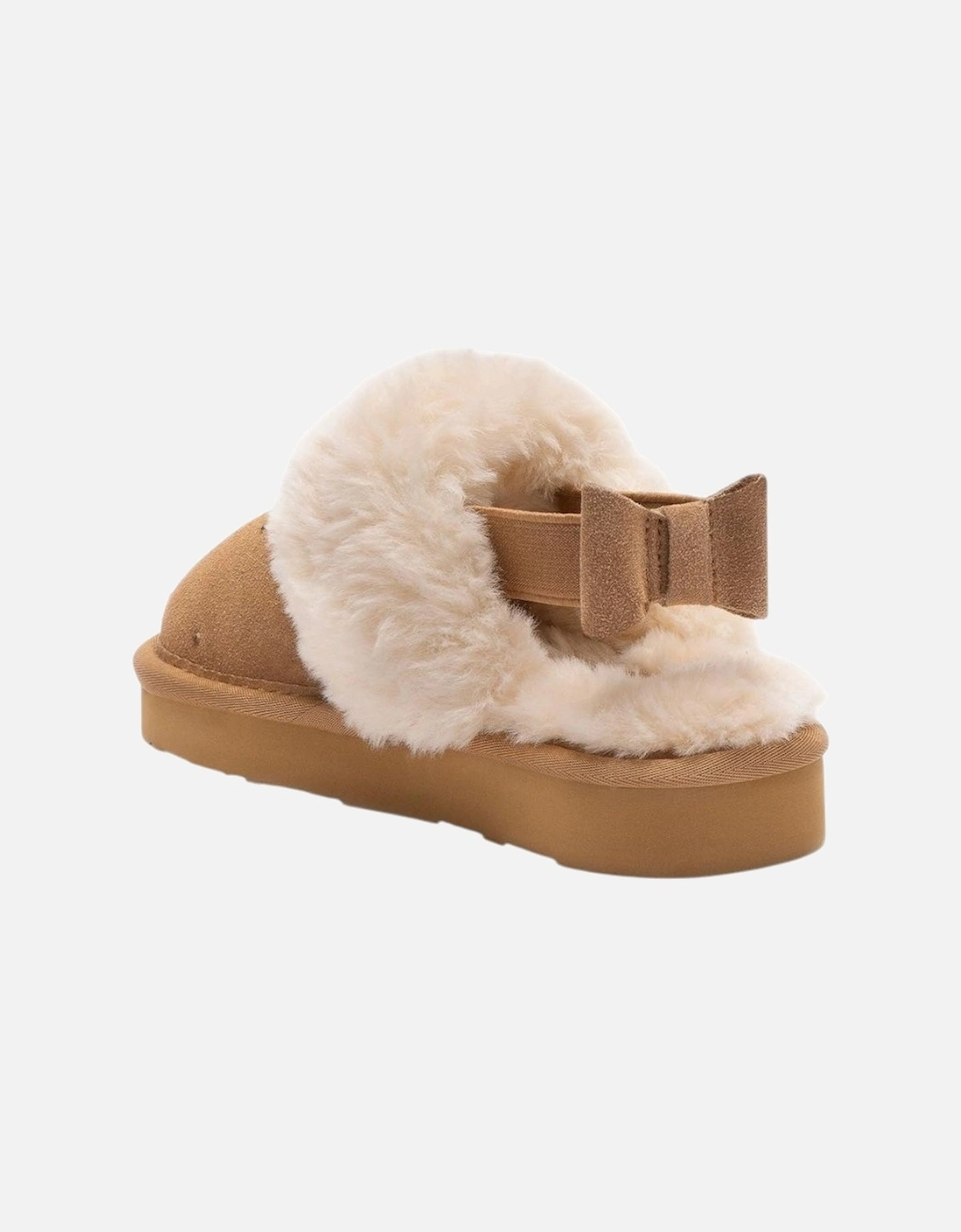 Girls Brown Suede ‘Sandra’ Fluffy Slippers