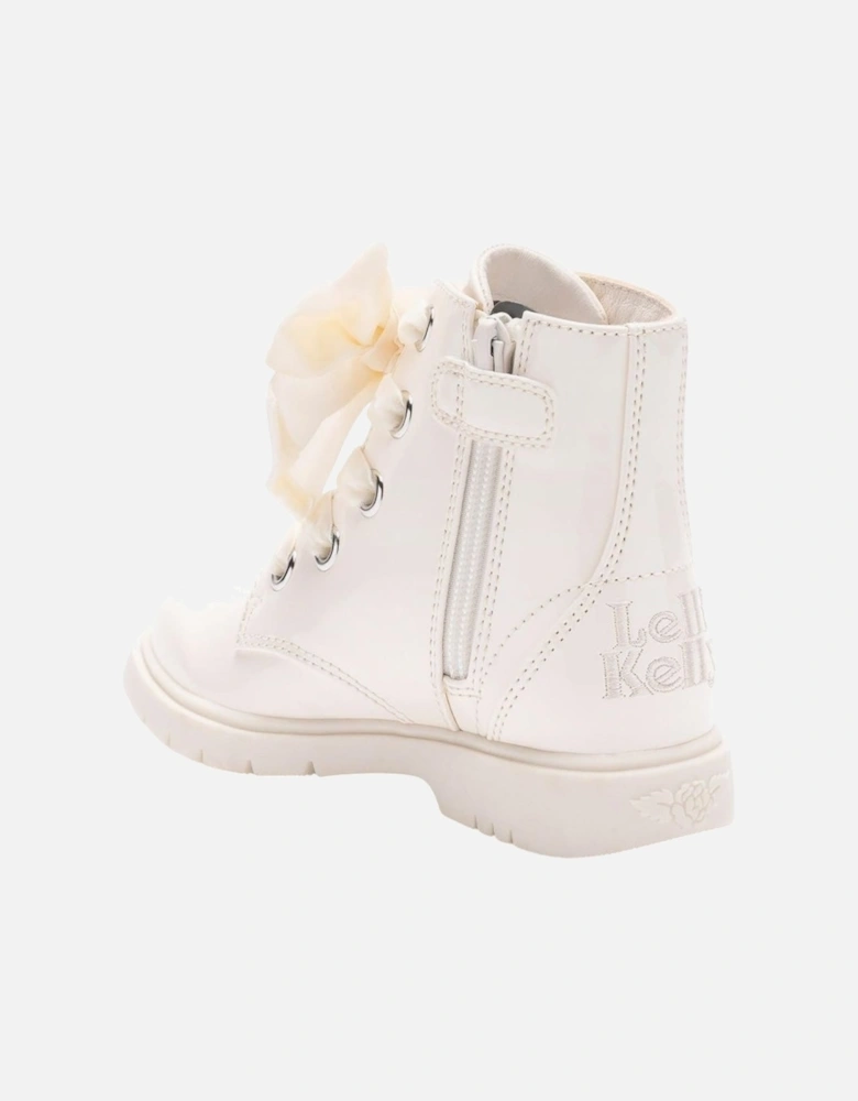 Girls Cream Patent ‘Fior’ Boots