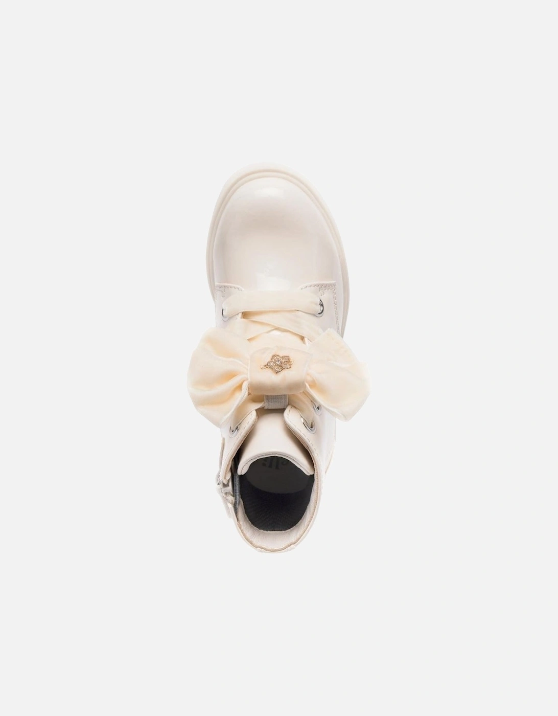 Girls Cream Patent ‘Fior’ Boots