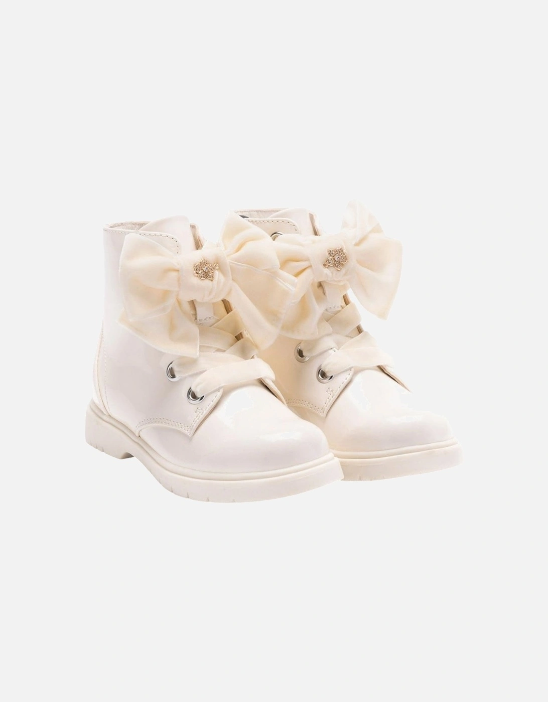 Girls Cream Patent ‘Fior’ Boots, 5 of 4