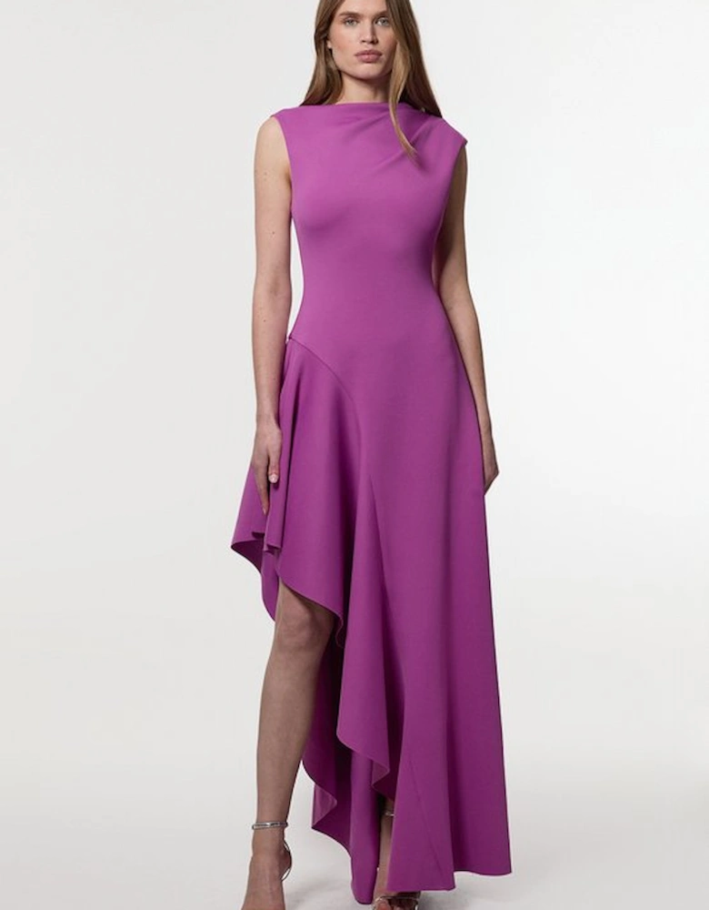 Scuba Drama Ruffle Hem Woven Maxi Dress