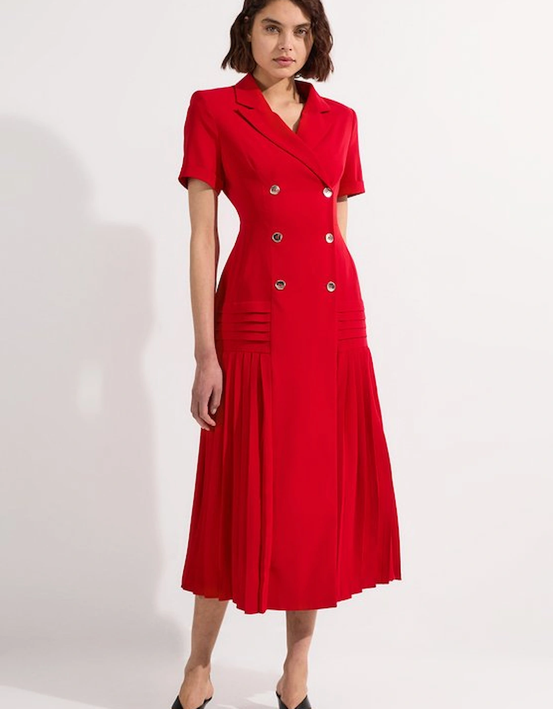 Pleated Tailored Midi Blazer Dress, 2 of 1