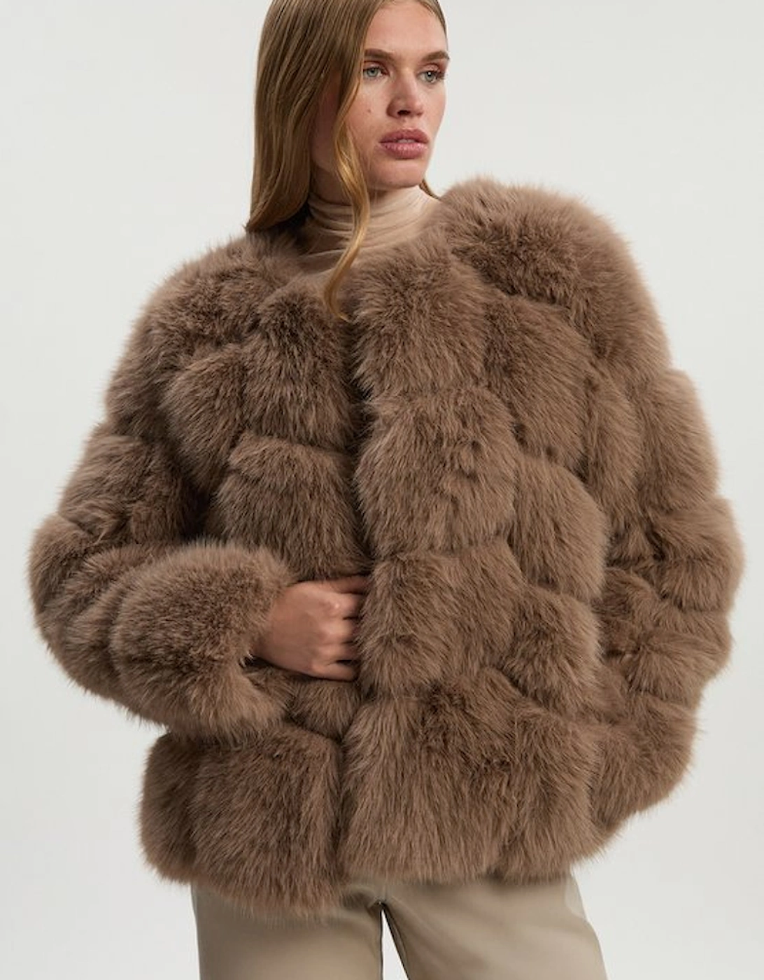Faux Fur Panelled Long Sleeve Jacket, 2 of 1