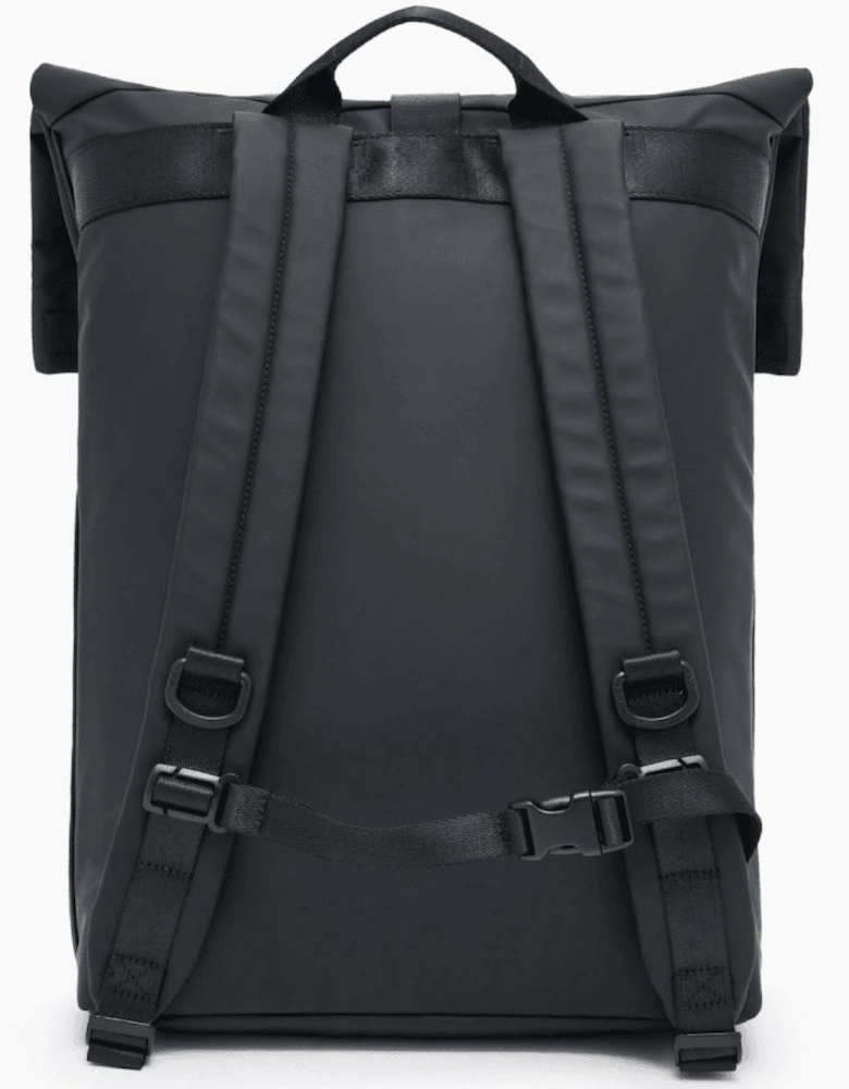 Rubberised Logo Black Satchel Backpack