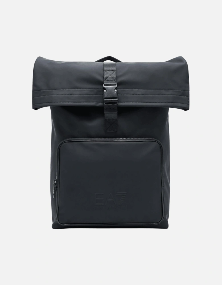 Rubberised Logo Black Satchel Backpack