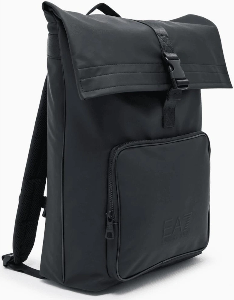 Rubberised Logo Black Satchel Backpack