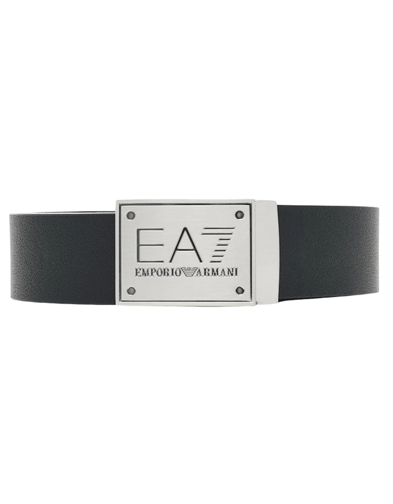 Silver Buckle Black/Grey Reversible Belt