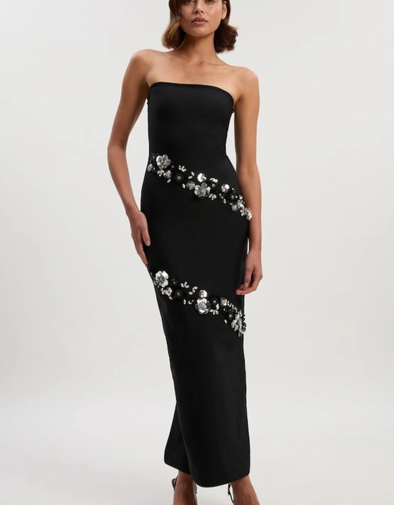 Petite Embellished Figure Form Bandeau Maxi Dress