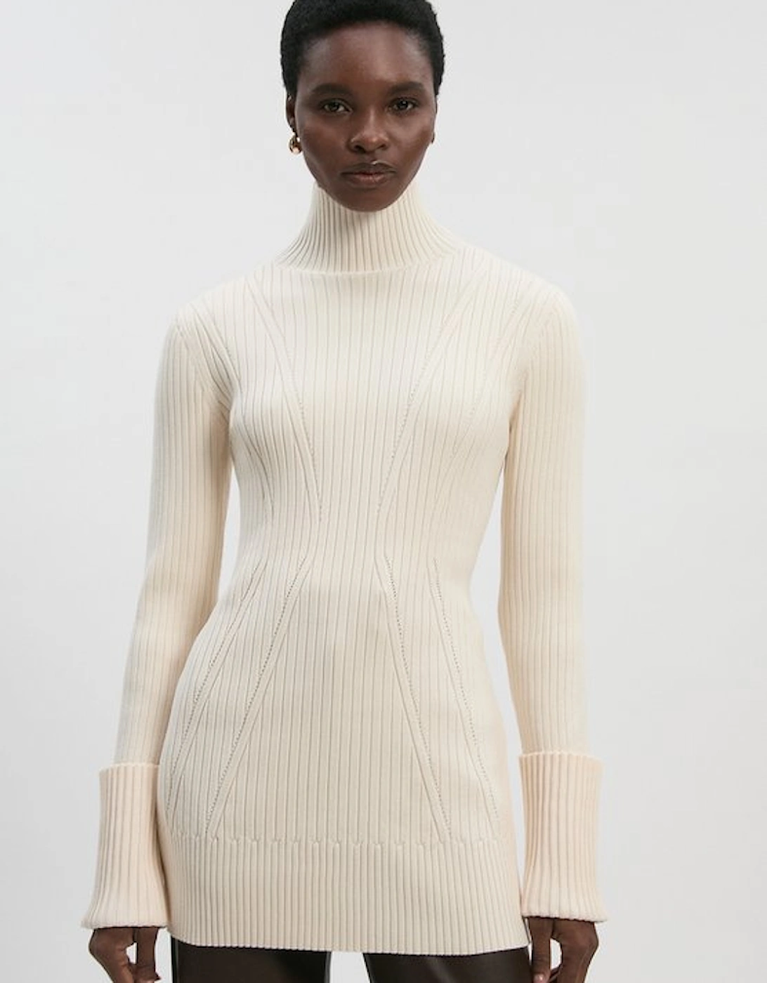 Rib High Neck Longline Knitted Top, 5 of 4