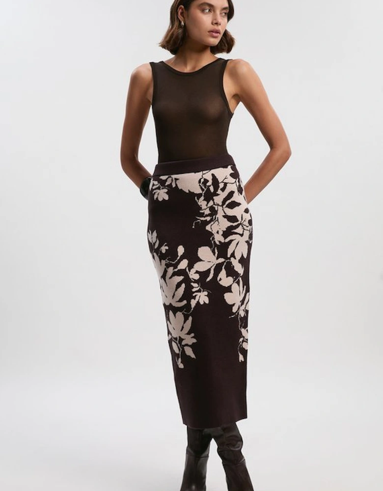 Jacquard Floral Knitted Skirt
