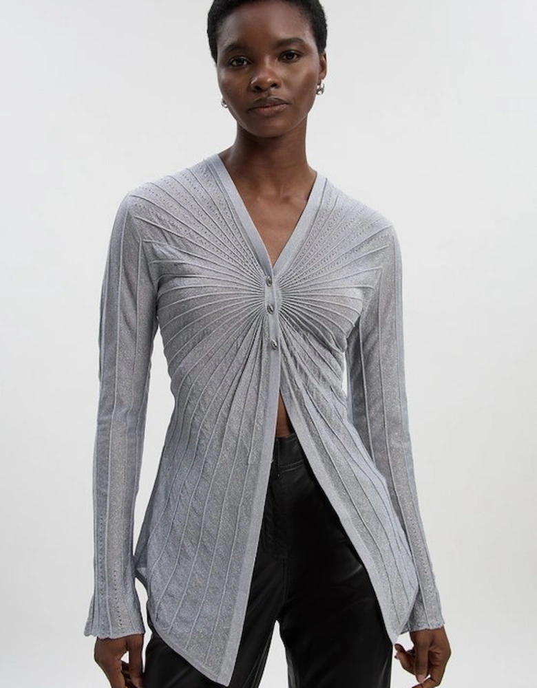 Sparkle Metallic Knitted Fitted Cardigan