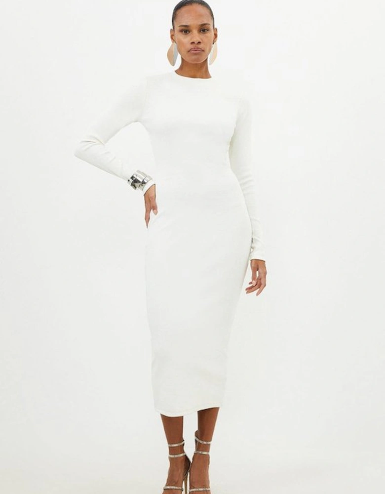 Petite Compact Jersey Ribbed Maxi Dress