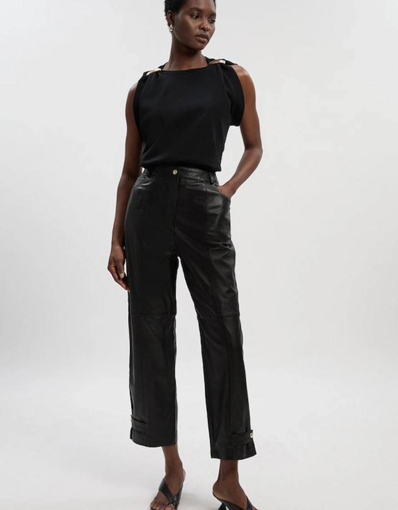 Leather Hem Detail Trouser