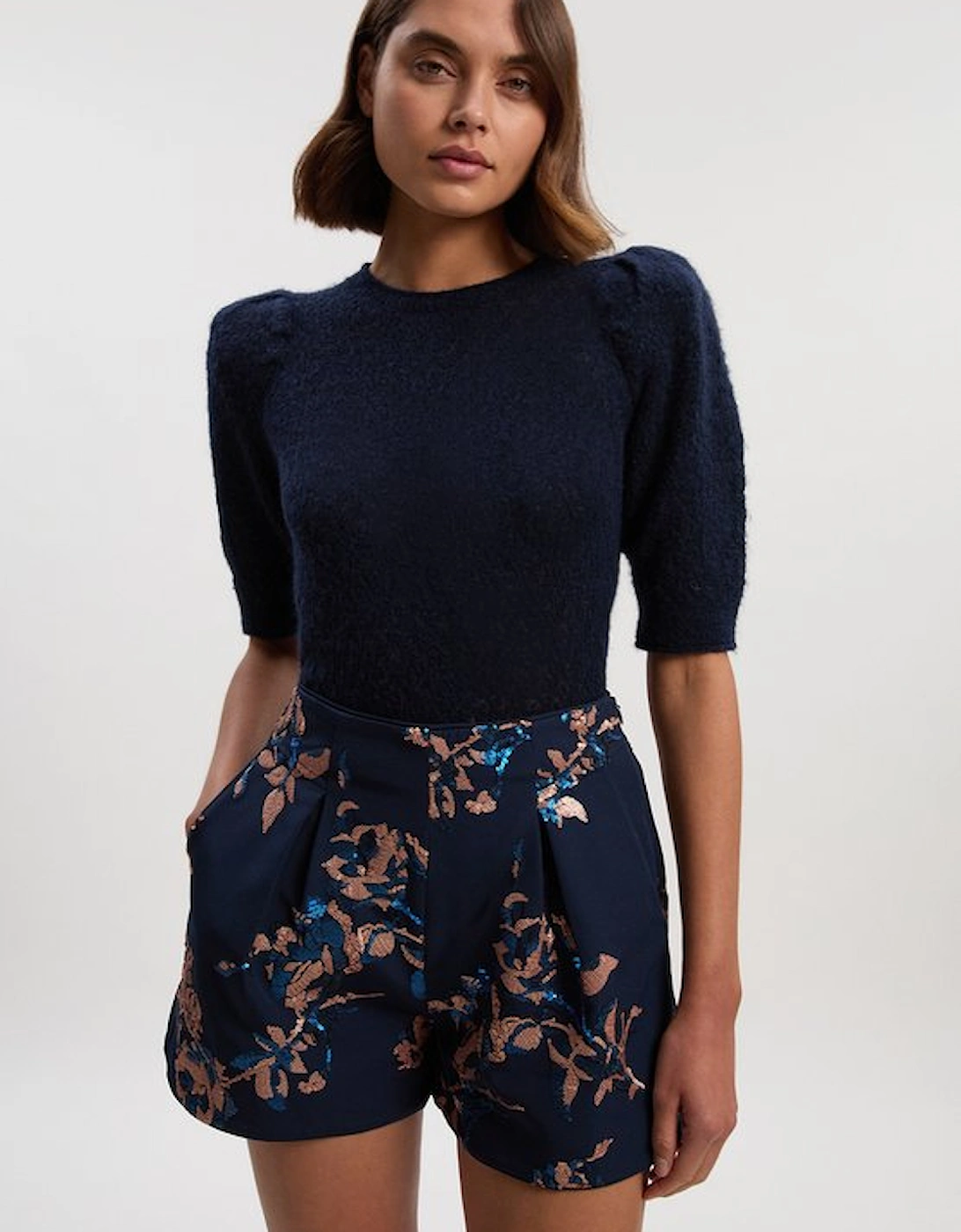 Satin Sequin And Embroidered Woven Shorts, 2 of 1