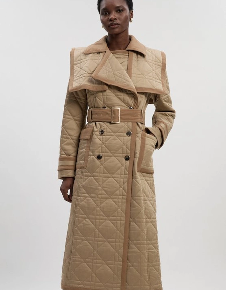 Quilted Padded Cord Mix Trench Coat