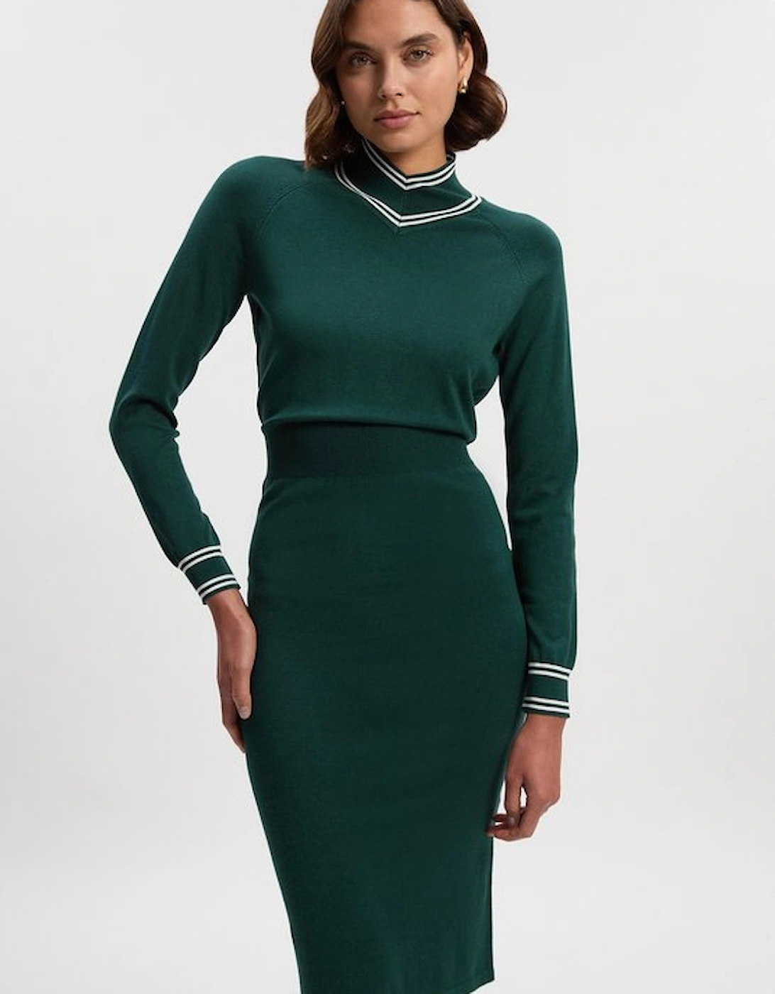 Viscose Blend High Neck Knit Mini Dress, 2 of 1