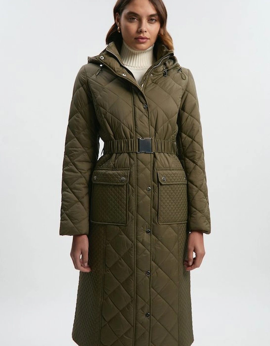 Petite Quilted Hooded Longline Coat, 4 of 3
