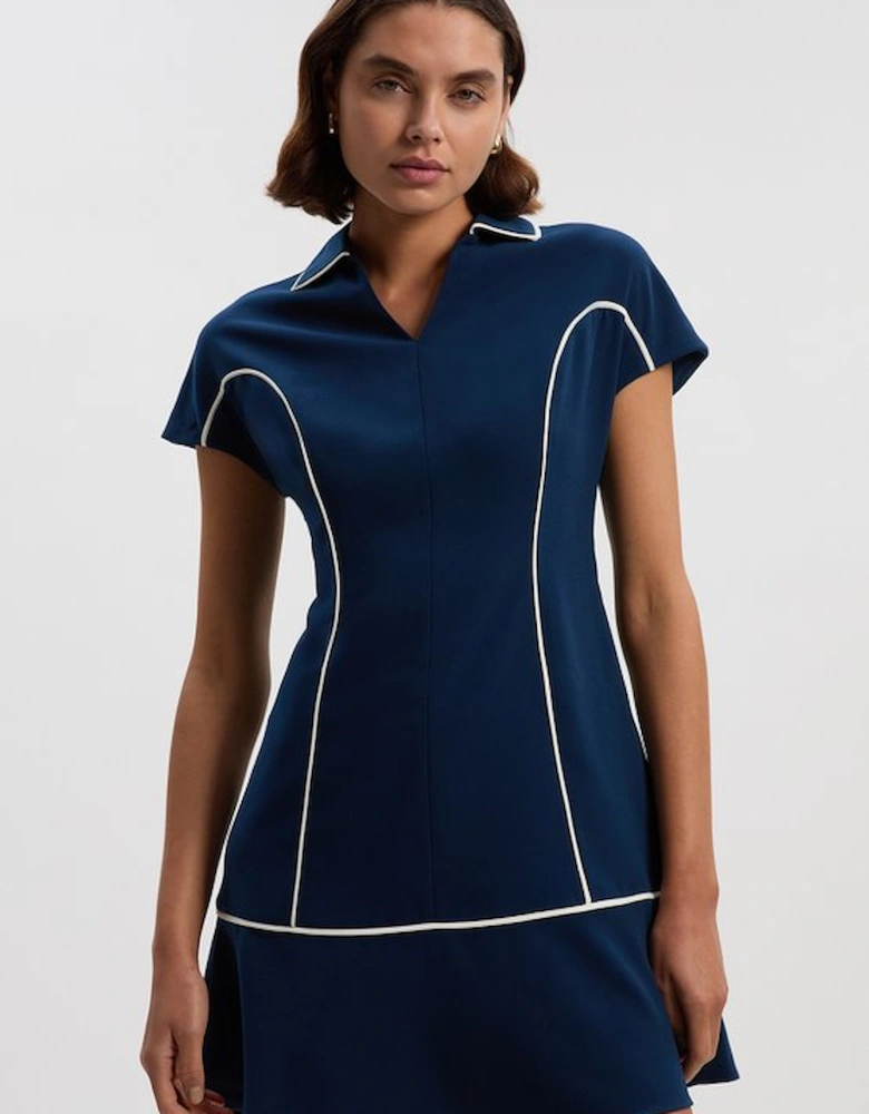 Tall Tailored Crepe Tipped Tailored Mini Shirt Dress