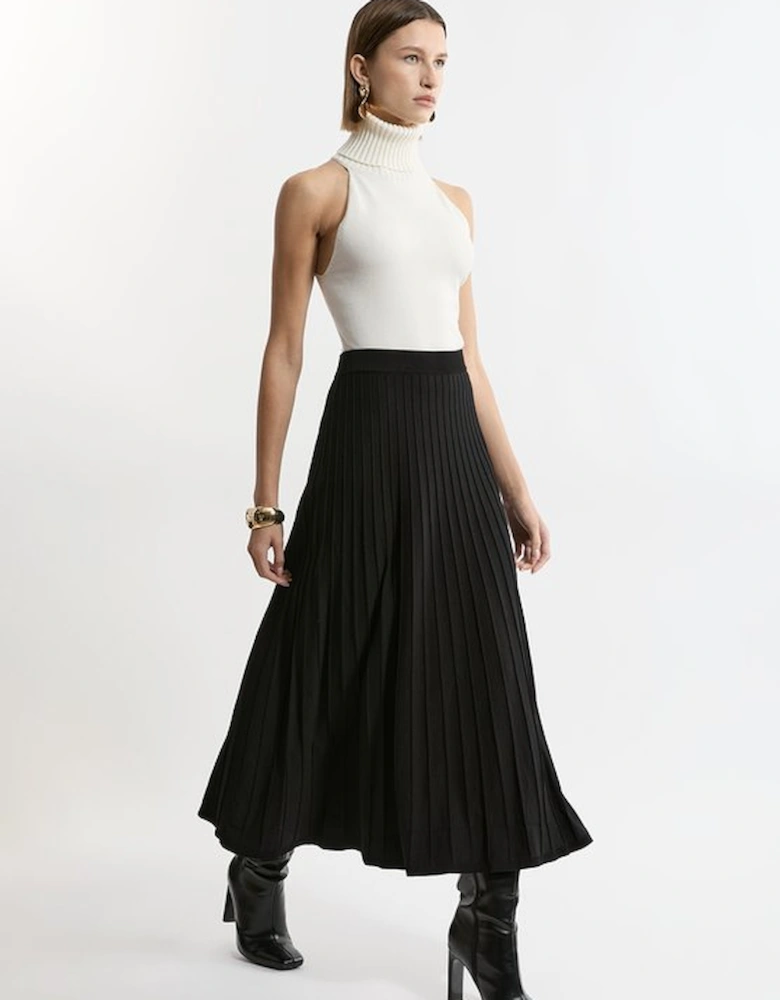 High Waisted Textured Knit Full Maxi Skirt