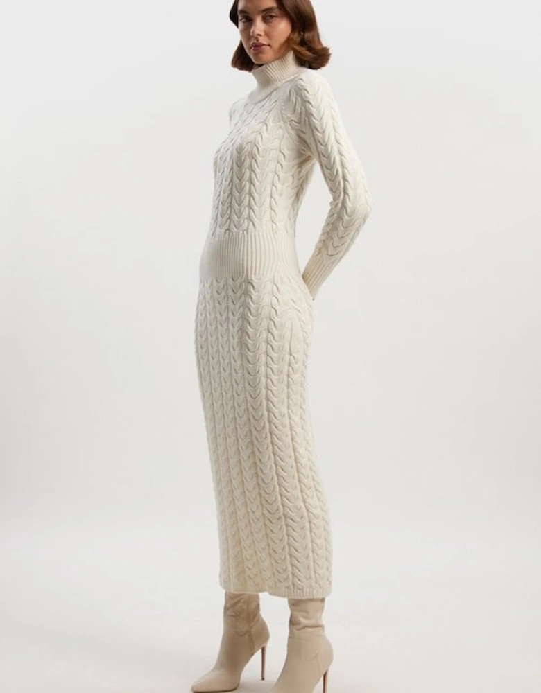 Cable Knit Funnel Neck Maxi Dress
