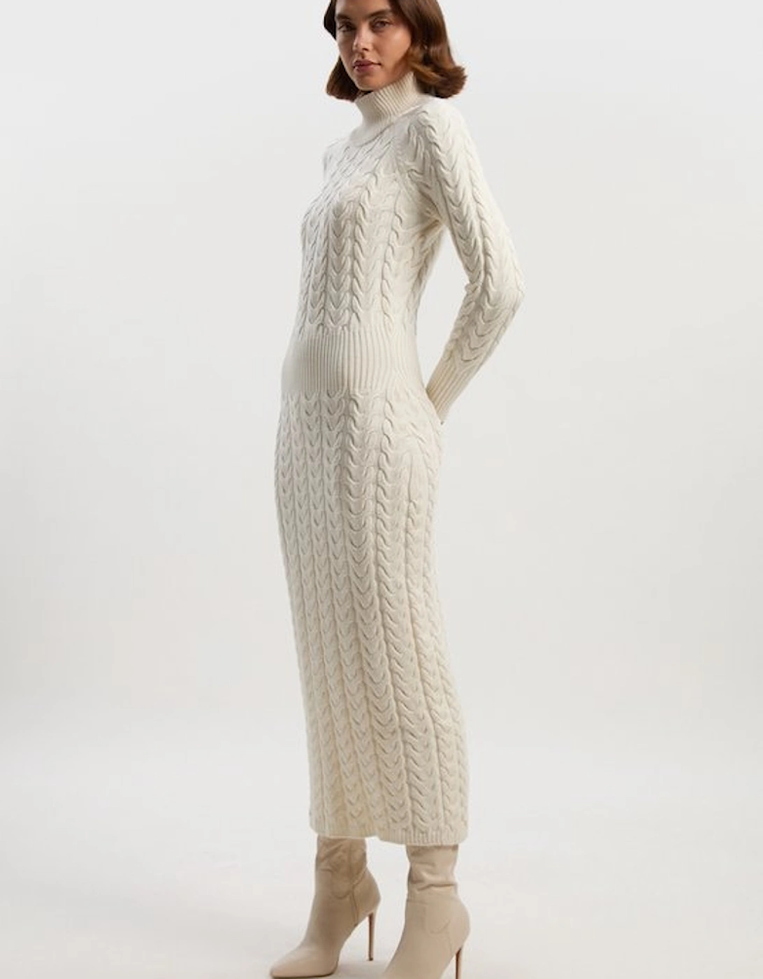 Cable Knit Funnel Neck Maxi Dress, 4 of 3