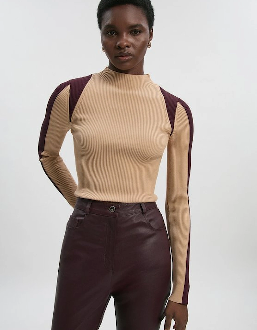 Rib Knit Colour Block Top, 2 of 1