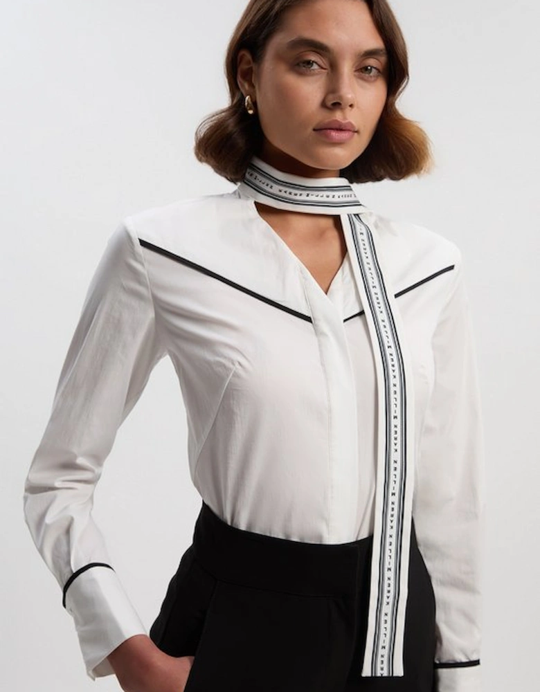 Scarf Detail Woven Shirt
