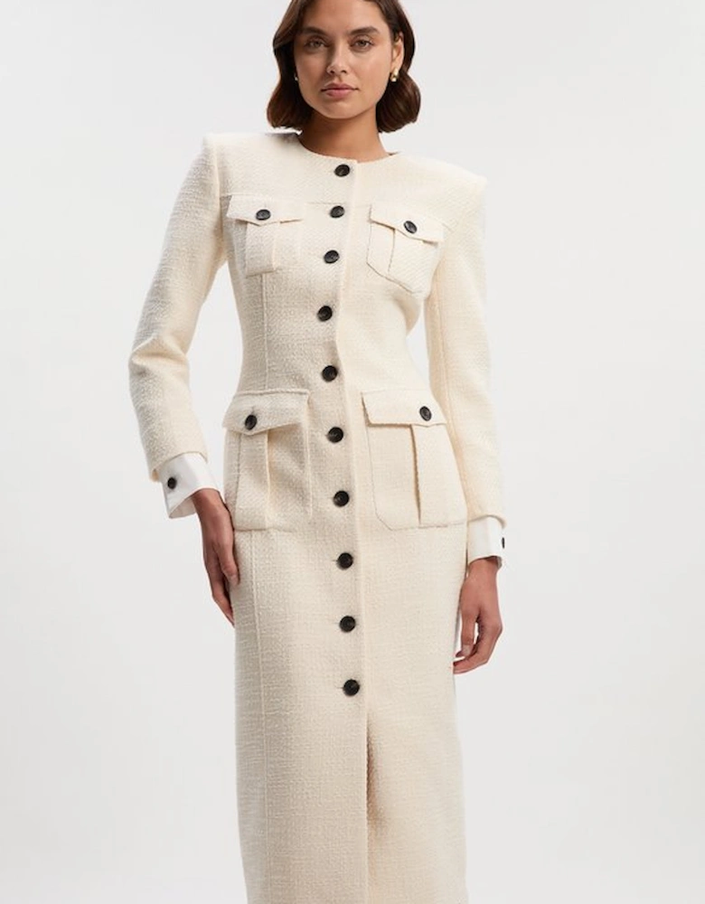 Tailored Pocket Front Midi Dress