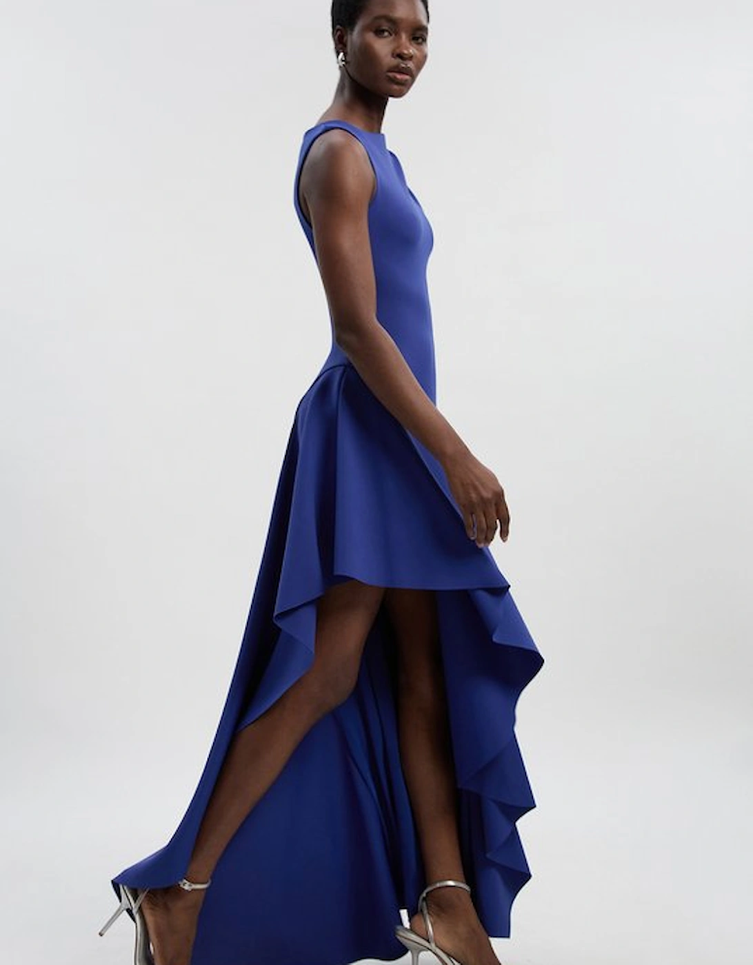 Petite Scuba Drama Ruffle Hem Woven Maxi Dress, 4 of 3