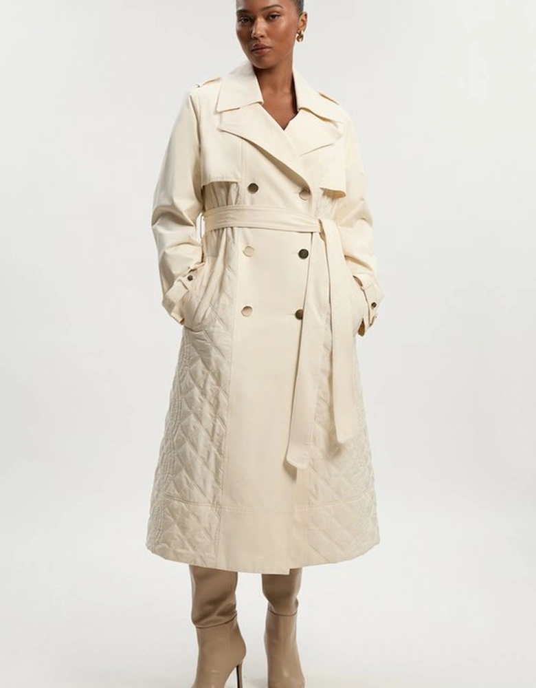 Plus Size Quilted Trench Coat