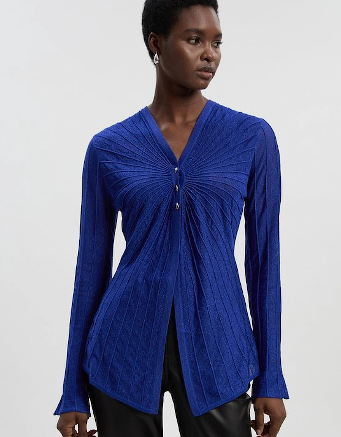 Sparkle Metallic Knitted Fitted Cardigan, 2 of 1