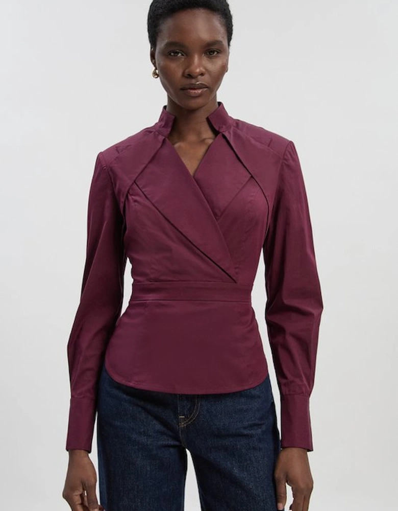 Stretch Cotton Collar Detail Woven Shirt