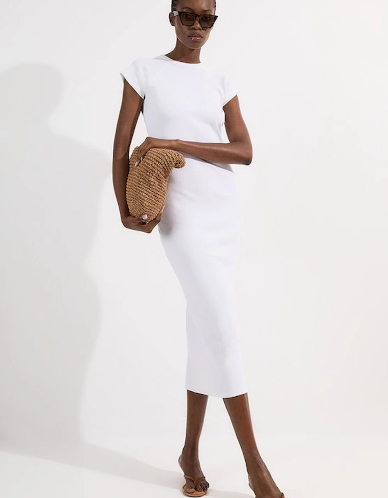 Petite Compact Jersey Rib Cap Sleeve Maxi Dress
