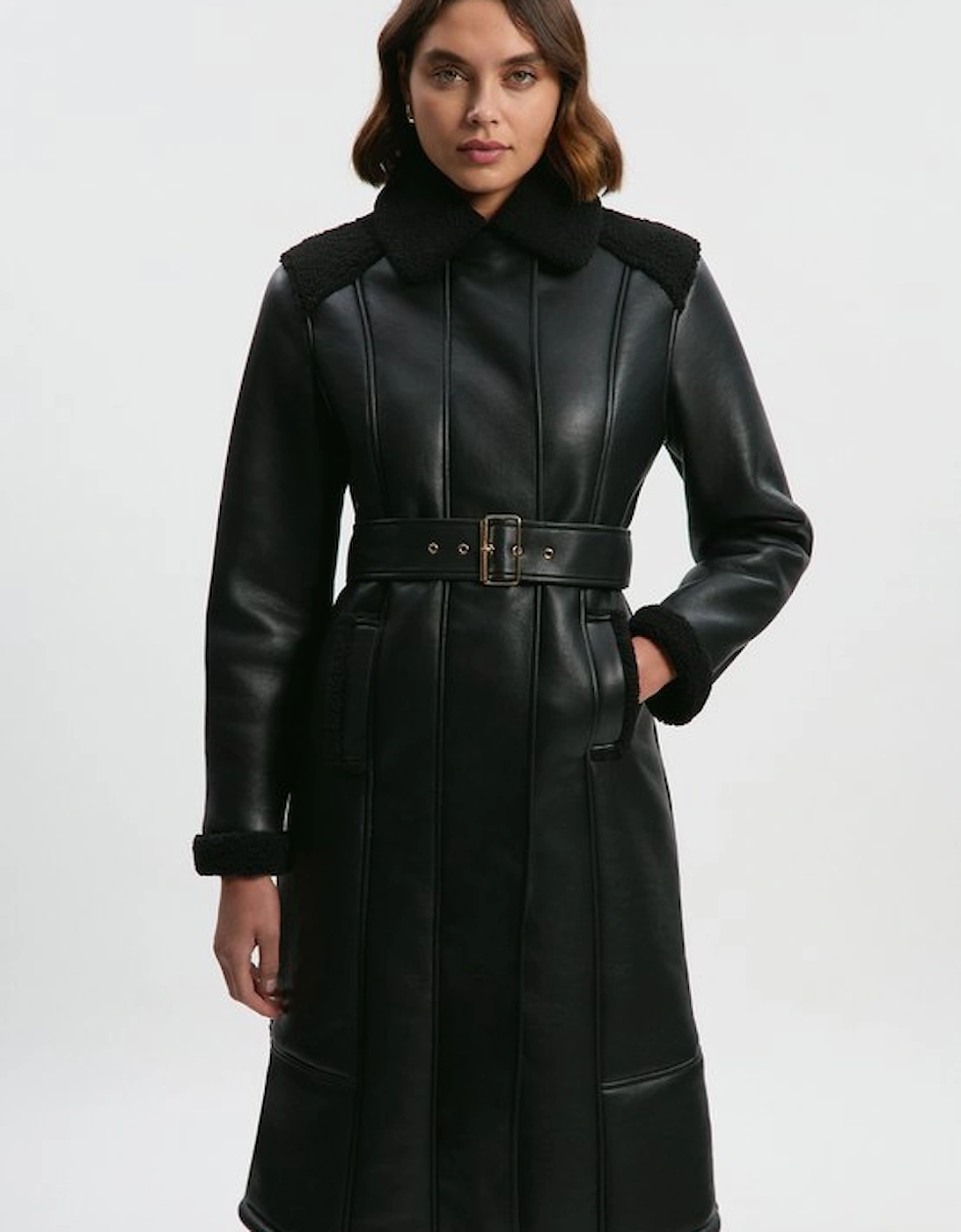 Faux Fur Aviator Longline Coat, 5 of 4