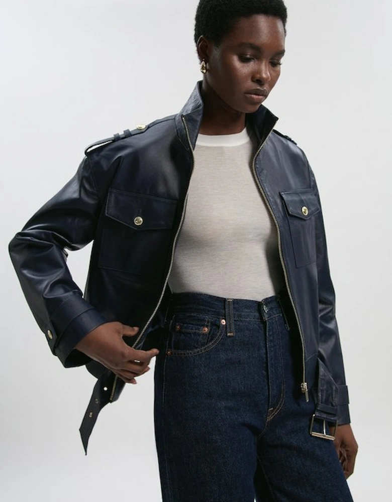 Leather Collared Jacket