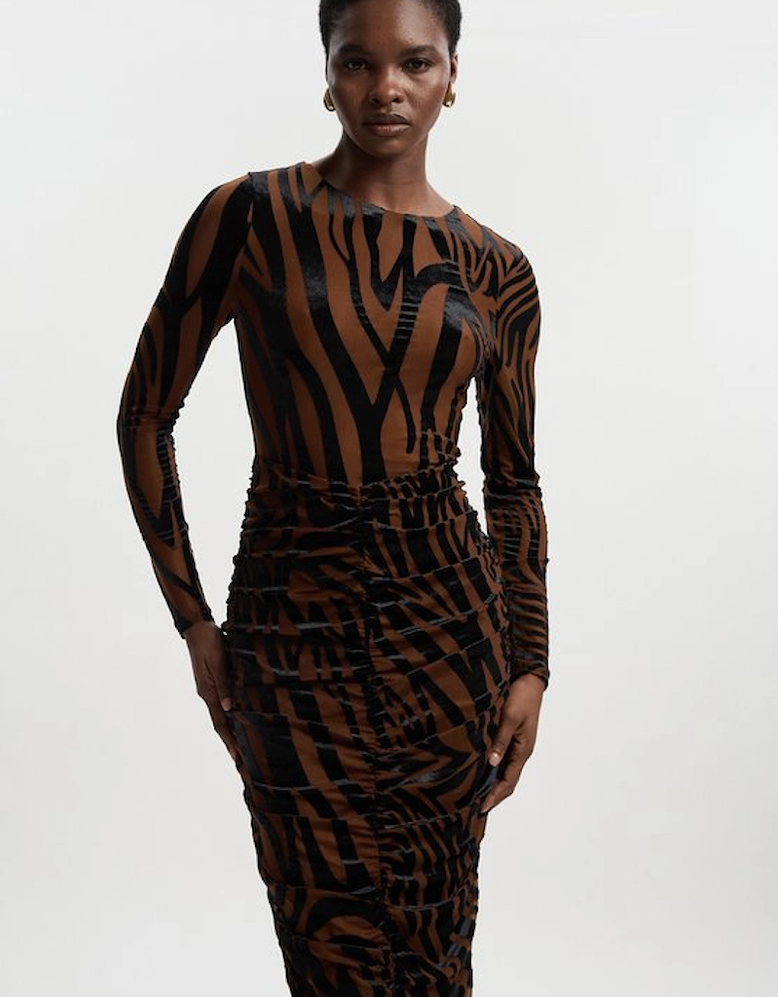 Animal Stretch Velvet Devore Midi Dress, 2 of 1