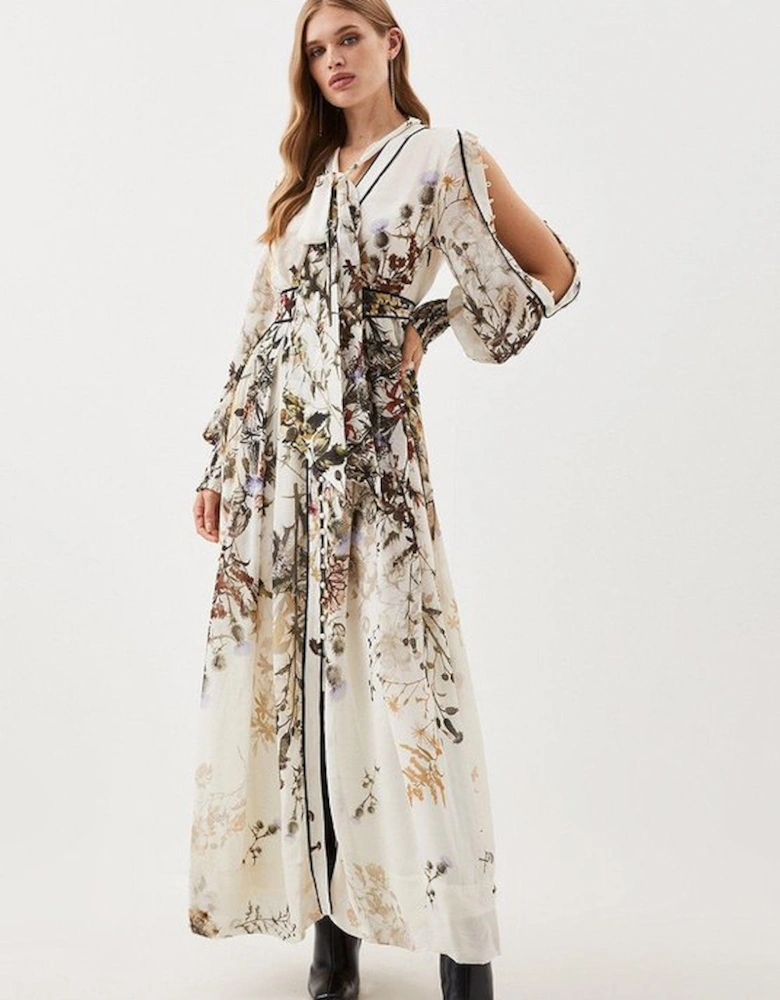 Lydia Millen Petite Viscose Floral Border Print Maxi Dress