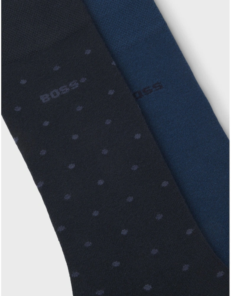 BOSS Black 2PRS MiniDot VIBambo Socks 401 Dark Blue