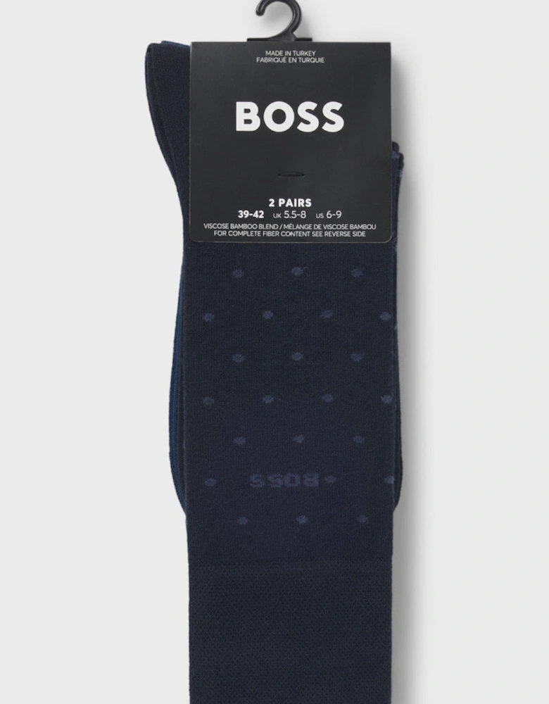 BOSS Black 2PRS MiniDot VIBambo Socks 401 Dark Blue