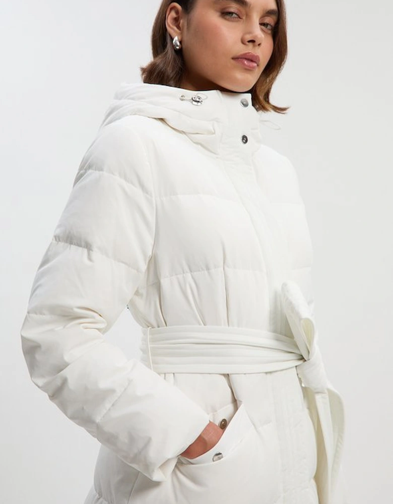 Real Down Belted Midi Coat